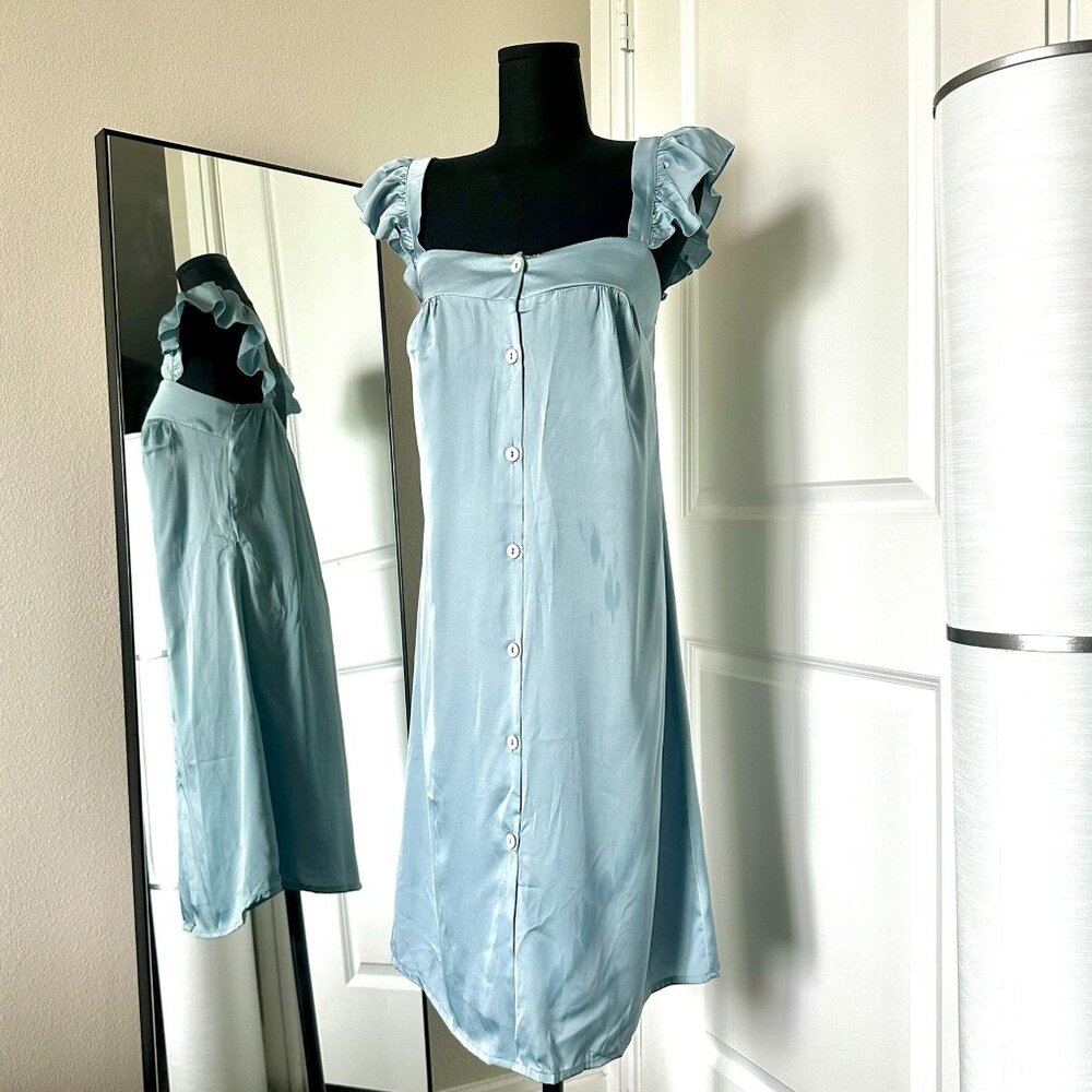 Silk turquoise sleep dress ; petite/XS